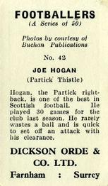 1960 Dickson Orde & Co. Ltd. Footballers #42 Joe Hogan Back