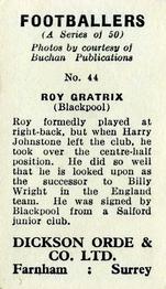 1960 Dickson Orde & Co. Ltd. Footballers #44 Roy Gratrix Back