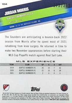 2022 Topps Chrome MLS - Aqua #104 Jordan Morris Back