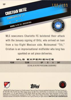 2022 Topps Chrome MLS - Blue Wave #17 Cristian Ortíz Back