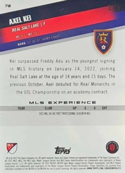 2022 Topps Chrome MLS - Red Wave #72 Axel Kei Back