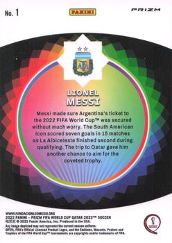2022 Panini Prizm FIFA World Cup Qatar - Color Wheel #1 Lionel Messi Back
