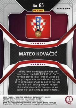 2022 Panini Prizm FIFA World Cup Qatar - Green Wave #65 Mateo Kovacic Back