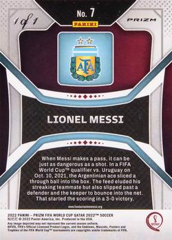2022 Panini Prizm World Cup - Choice Nebula #7 Lionel Messi Back