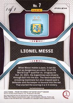 2022 Panini Prizm FIFA World Cup Qatar - Black #7 Lionel Messi Back