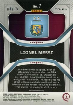 2022 Panini Prizm World Cup - Blue Mojo #7 Lionel Messi Back