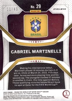 2022 Panini Prizm World Cup - Purple Mojo #29 Gabriel Martinelli Back
