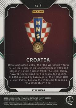 2022 Panini Prizm FIFA World Cup Qatar - Team Badges Silver #6 Croatia Back