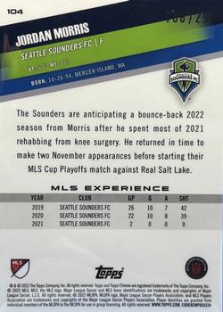 2022 Topps Chrome MLS - Aqua X-Fractor #104 Jordan Morris Back