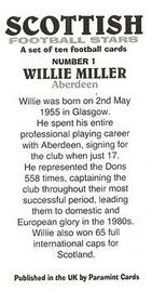 2011 Paramint Scottish Football Stars #1 Willie Miller Back