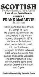 2011 Paramint Scottish Football Stars #7 Frank McGarvey Back
