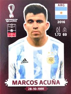 2022 Panini FIFA World Cup Qatar 2022 Stickers Oryx Edition #ARG5 Marcos Acuña Front