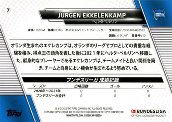 2021-22 Topps Bundesliga Japan Edition #7 Jurgen Ekkelenkamp Back