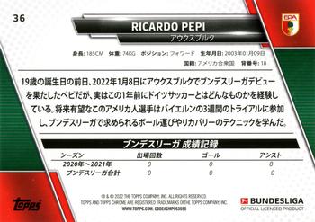 2021-22 Topps Bundesliga Japan Edition #36 Ricardo Pepi Back