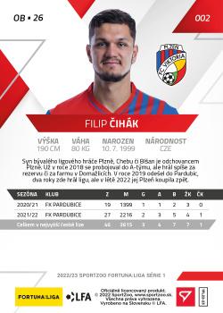 2022-23 SportZoo Fortuna:Liga #2 Filip Cihak Back