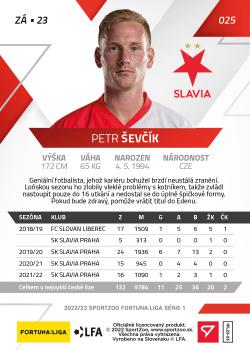 2022-23 SportZoo Fortuna:Liga #25 Petr Sevcik Back