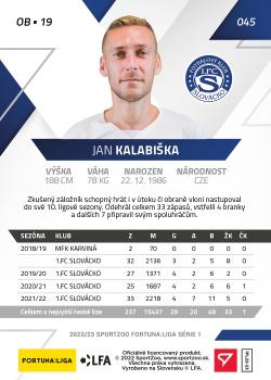 2022-23 SportZoo Fortuna:Liga #45 Jan Kalabiska Back