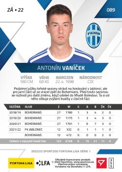 2022-23 SportZoo Fortuna:Liga #89 Antonin Vanicek Back