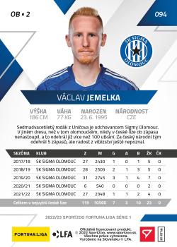 2022-23 SportZoo Fortuna:Liga #94 Vaclav Jemelka Back