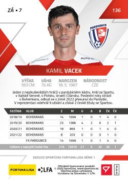 2022-23 SportZoo Fortuna:Liga #136 Kamil Vacek Back