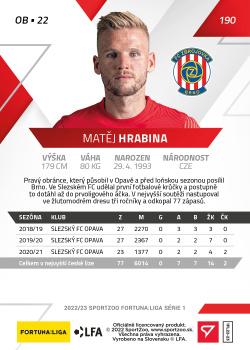 2022-23 SportZoo Fortuna:Liga #190 Matej Hrabina Back