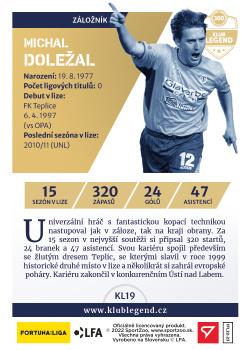 2022-23 SportZoo Fortuna:Liga - Klub Legend #KL19 Michal Dolezal Back