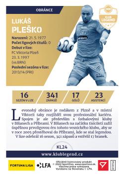 2022-23 SportZoo Fortuna:Liga - Klub Legend Auto #KL24 Lukas Plesko Back