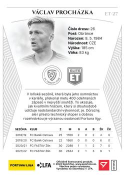 2022-23 SportZoo Fortuna:Liga - Elite Team Autograph #ET-27 Vaclav Prochazka Back