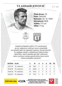 2022-23 SportZoo Fortuna:Liga - Elite Team Autograph #ET-30 Vladimir Jovovic Back
