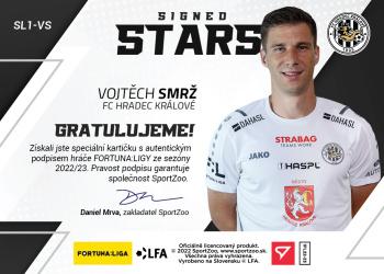2022-23 SportZoo Fortuna:Liga - Signed Stars Level 1 #SL1-VS Vojtech Smrz Back