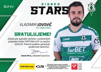 2022-23 SportZoo Fortuna:Liga - Signed Stars Level 3 #SL3-VJ Vladimir Jovovic Back