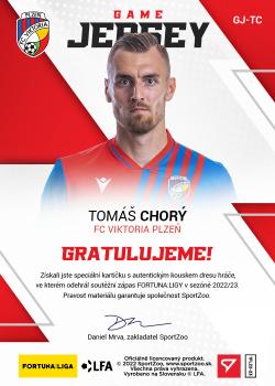 2022-23 SportZoo Fortuna:Liga - Game Jersey #GJ-TC Tomas Chory Back