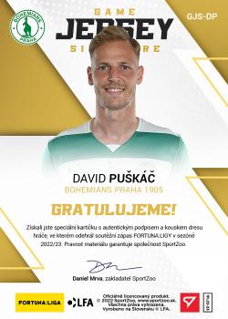 2022-23 SportZoo Fortuna:Liga - Game Jersey Auto #GJS-DP David Puskac Back
