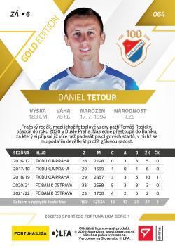 2022-23 SportZoo Fortuna:Liga - Limited Edition Gold #64 Daniel Tetour Back