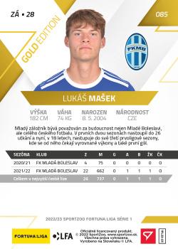 2022-23 SportZoo Fortuna:Liga - Limited Edition Gold #85 Lukas Masek Back