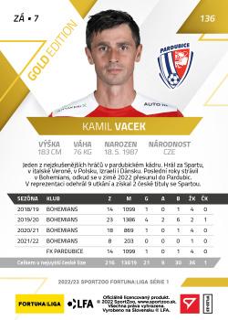 2022-23 SportZoo Fortuna:Liga - Limited Edition Gold #136 Kamil Vacek Back