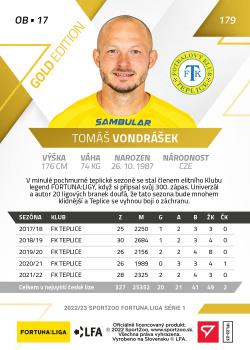 2022-23 SportZoo Fortuna:Liga - Limited Edition Gold #179 Tomas Vondrasek Back