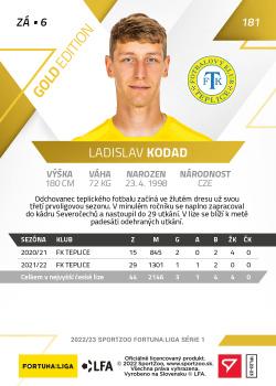 2022-23 SportZoo Fortuna:Liga - Limited Edition Gold #181 Ladislav Kodad Back