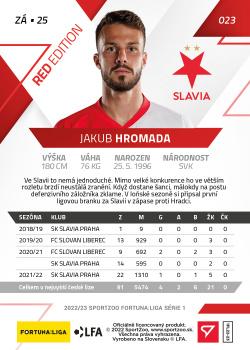 2022-23 SportZoo Fortuna:Liga - Limited Edition Red #23 Jakub Hromada Back