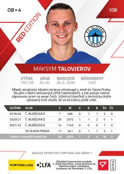 2022-23 SportZoo Fortuna:Liga - Limited Edition Red #108 Maksym Talovyerov Back