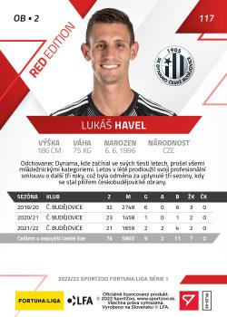 2022-23 SportZoo Fortuna:Liga - Limited Edition Red #117 Lukas Havel Back