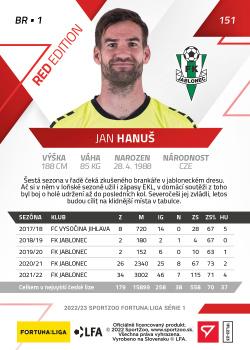 2022-23 SportZoo Fortuna:Liga - Limited Edition Red #151 Jan Hanus Back