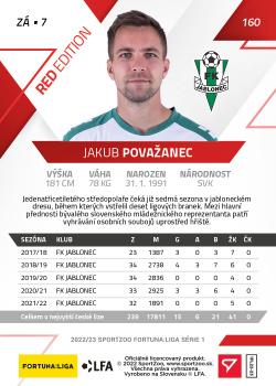 2022-23 SportZoo Fortuna:Liga - Limited Edition Red #160 Jakub Povazanec Back
