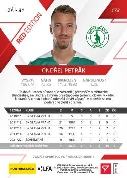 2022-23 SportZoo Fortuna:Liga - Limited Edition Red #173 Ondrej Petrak Back