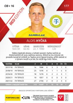 2022-23 SportZoo Fortuna:Liga - Limited Edition Red #177 Alois Hycka Back