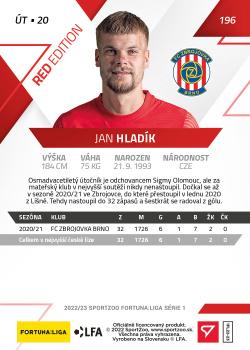 2022-23 SportZoo Fortuna:Liga - Limited Edition Red #196 Jan Hladik Back