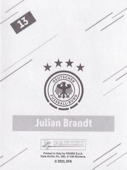 2022 Panini FIFA World Cup: Qatar 2022 Stickers DFB Team Germany - Base Gold #13 Julian Brandt Back