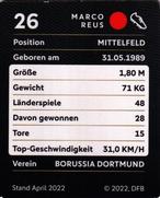2022 Rewe DFB-Sammelalbum #26 Marco Reus Back