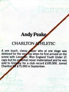 1986 Daily Mirror Stick With It #NNO Andy Peake Back