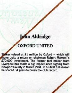 1986 Daily Mirror Stick With It #NNO John Aldridge Back